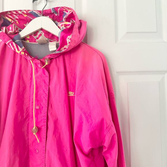 Nike Vintage 90s Hot Pink Purple Stripe Packable Fannypack Windbreaker Jacket L - Picture 7 of 13